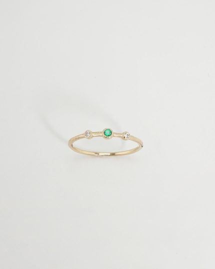 Yeşil Zirkon Taşlı Minimal Altın Yüzük